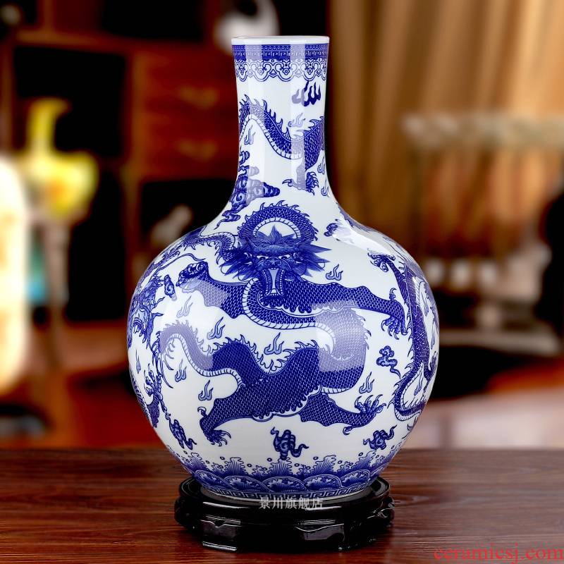 Jingdezhen ceramics imitation GuLongWen celestial mesa of blue and white porcelain vases, flower home sitting room adornment is placed