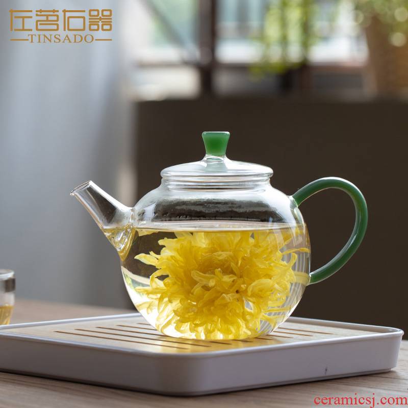 ZuoMing right device heating glass teapot single pot of large capacity to boil tea tea, flame separation single flower tea pot