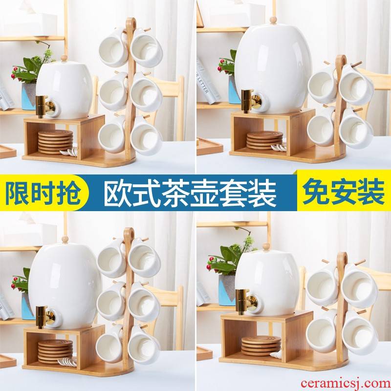 Cold water bottle suit Nordic creative home sitting room ceramic afternoon tea cup with leading Cold northern wind kettle