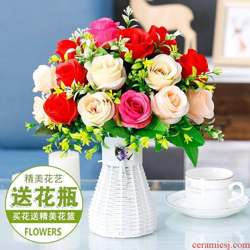 Tea table table furnishing articles silk flowers simulation flowers sitting room on the refrigerator plastic fake suit dry flowers, potted flowers