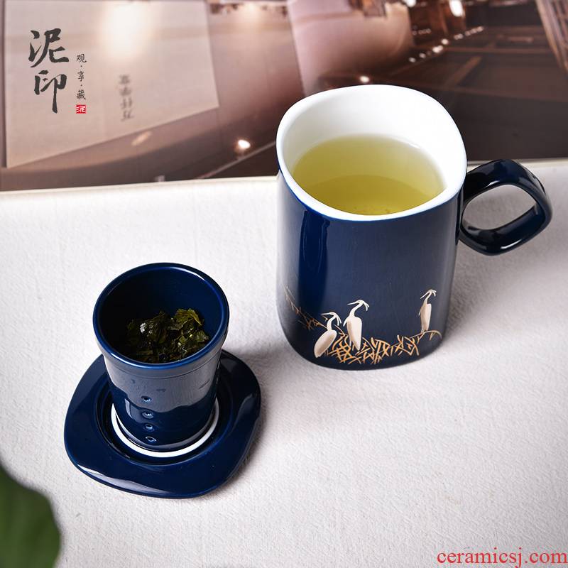 Glass mugs mass customization office contracted ceramic filter with cover female cup home drinking tea cups