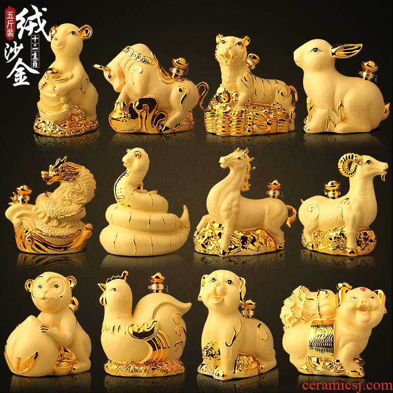 Jingdezhen ceramic bottle jars 5 kg pack sealing liquor pot home hip zodiac gold plated characteristics