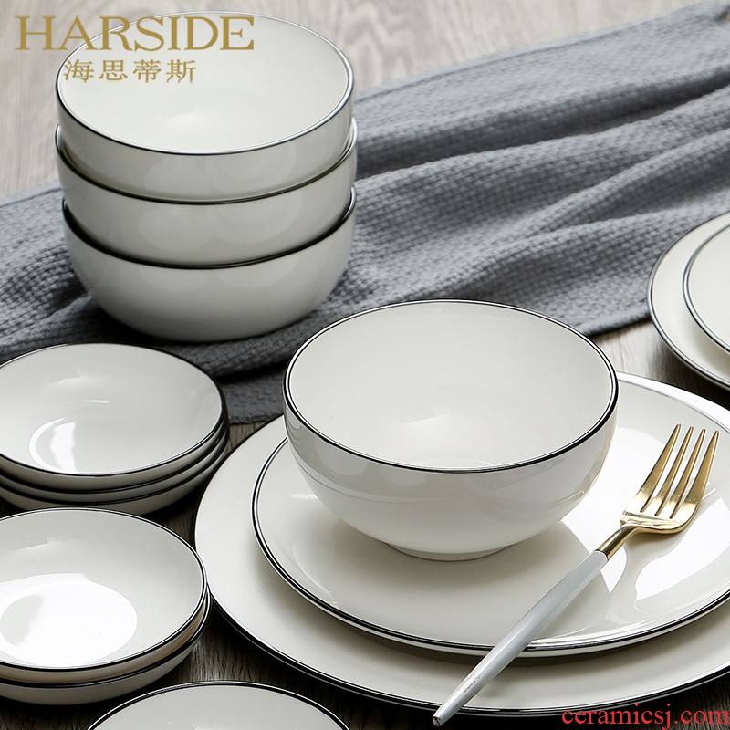 HARSIDE jingdezhen Japanese ceramics tableware suit dishes home eat rice bowl contracted dish bowl chopsticks combination