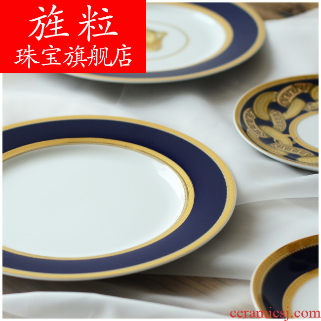Continuous grain of jiangnan life pattern ceramic tableware a classic dish dish dish beefsteak disc pro western blue plate