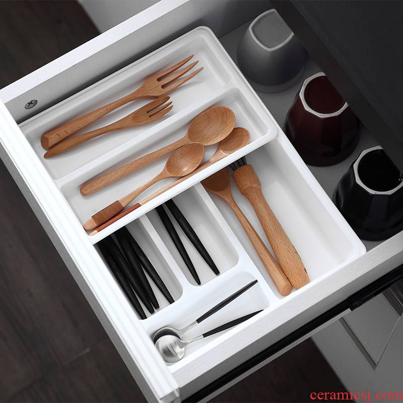 Receive a case the kitchen drawer senseyo pull basket chopsticks separated box of knife and fork tableware shelf storage box