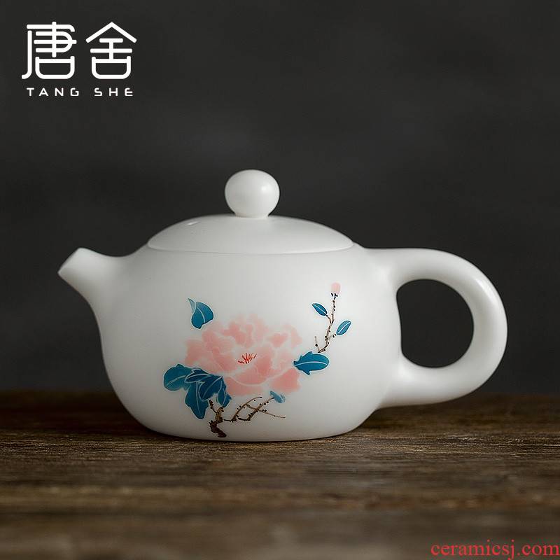Don difference up dehua white porcelain hand - made ceramic teapot single pot of kung fu tea set household contracted filter tea by hand