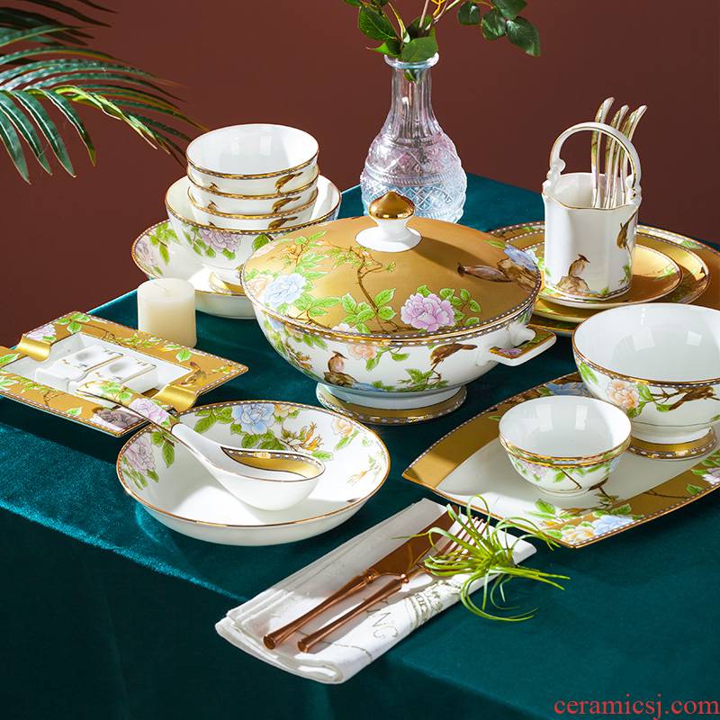 Blower, jingdezhen ceramic tableware suit light dishes to use Chinese wind high - end key-2 luxury ceramics dishes