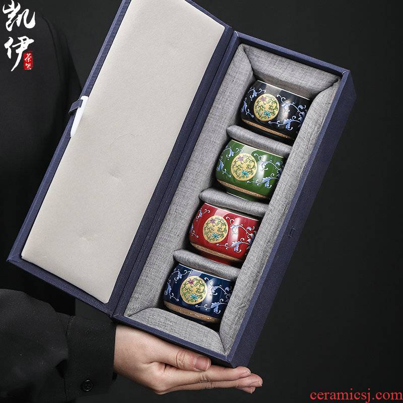 The see colour enamel tasted silver gilding kung fu tea sample tea cup meditation of jingdezhen ceramic silver cup tea master CPU