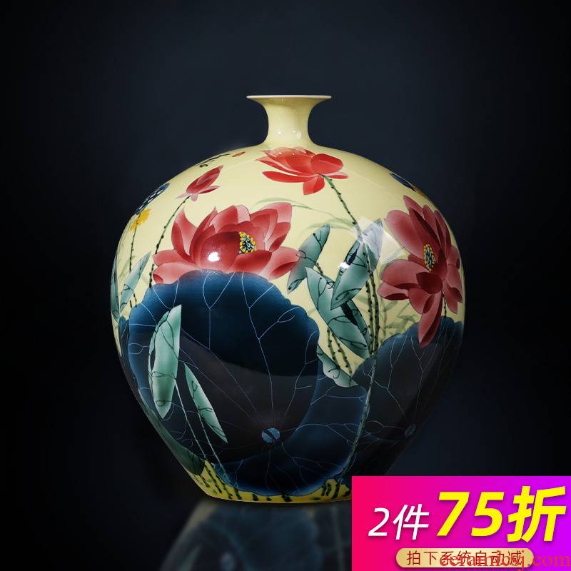 Jingdezhen ceramic vase hand - made lotus pomegranate furnishing articles sitting room of the new Chinese style household adornment porcelain bottle bottle