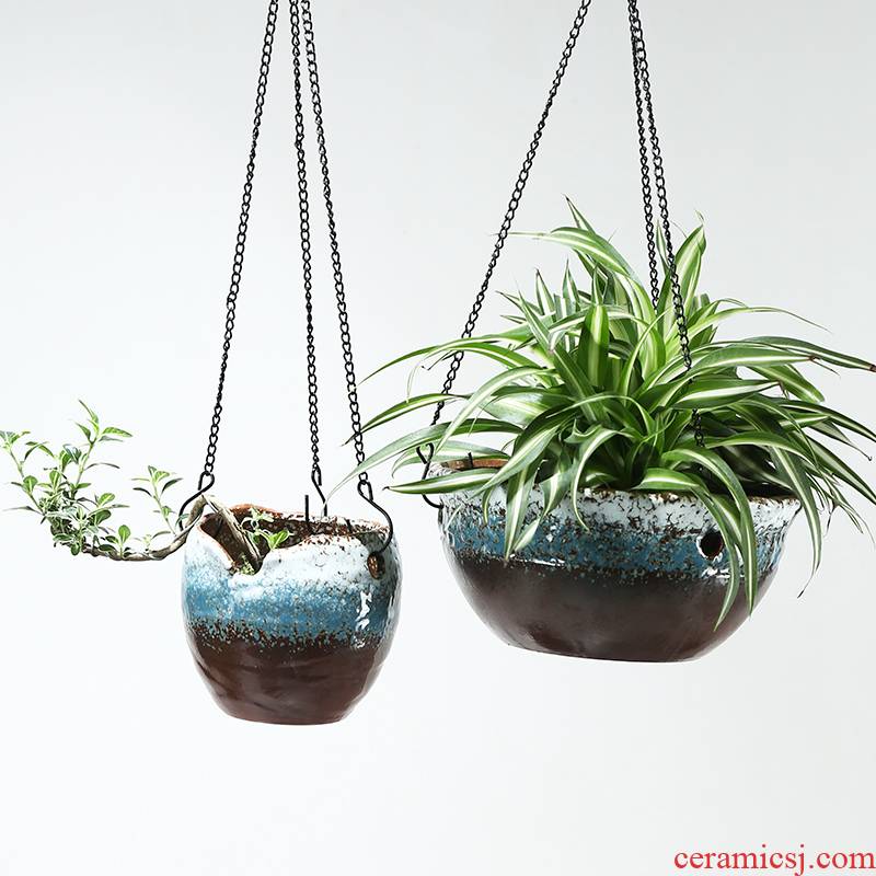 Creative hanging hanging POTS of meat the plants more lover tears ivy money plant sitting room balcony hanging pot ceramics