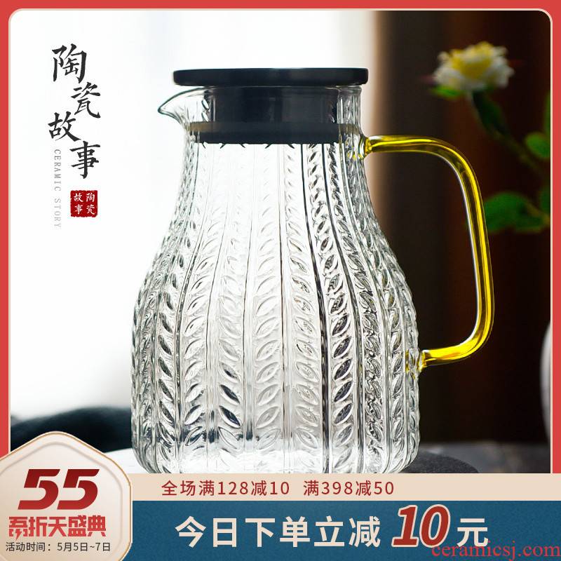 Glass ceramic story cold water kettle high - temperature creative household Nordic wheat grain cold boiled water kettle suits for