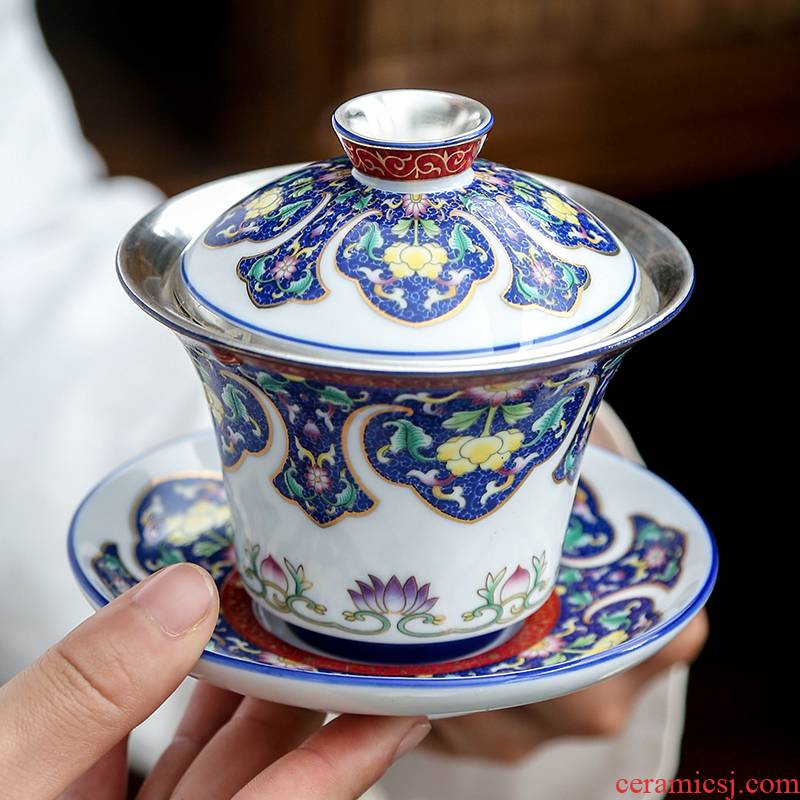 Coppering. As silver tureen jingdezhen ceramic colored enamel teapot travel kung fu tea sets tea home with tea tray