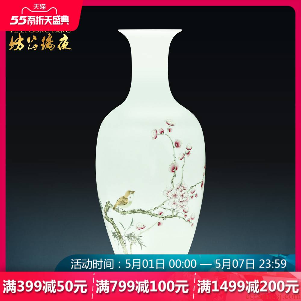 Jingdezhen ceramics flower arranging hand - made the name plum and the bamboo harbinger vases, new Chinese style porch place TV ark, adornment