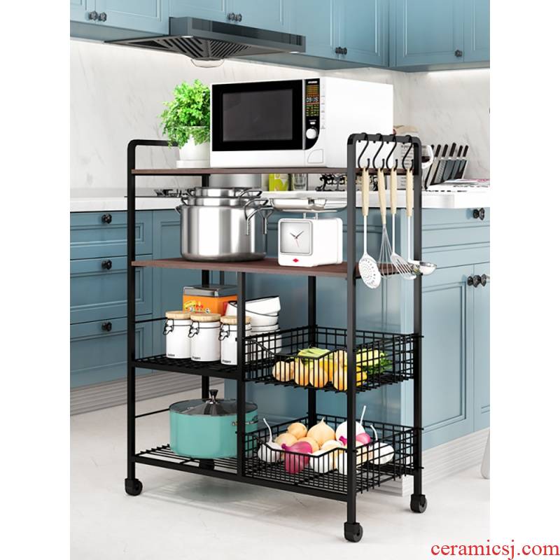 Edge lodge vegetable rack shelf floor kitchen stainless steel multi - layer household tableware store receive the popurality of microwave oven