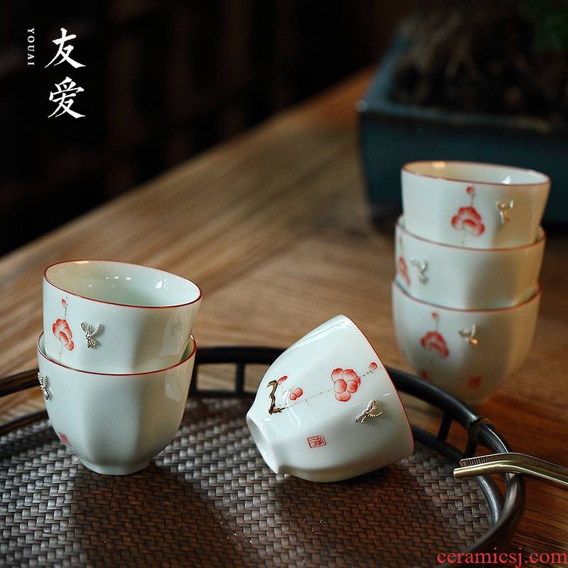 Love shadow tsing kung fu tea cups of jingdezhen ceramic sample tea cup silver bells make tea cup master cup single CPU individuals
