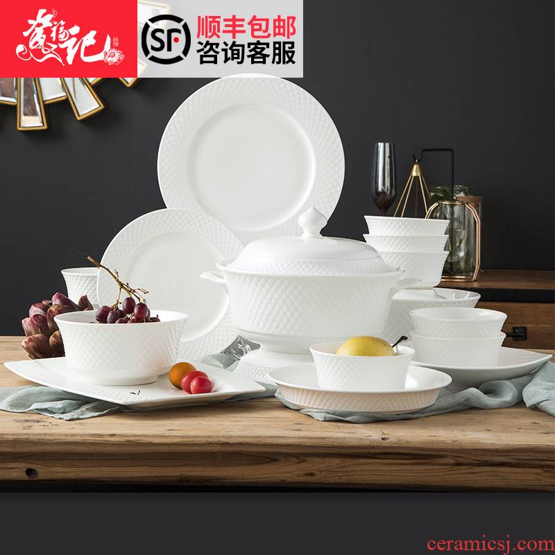 Chopsticks sets of household contracted European dishes combination tableware custom dishes under the pure white glaze color western - style food tableware