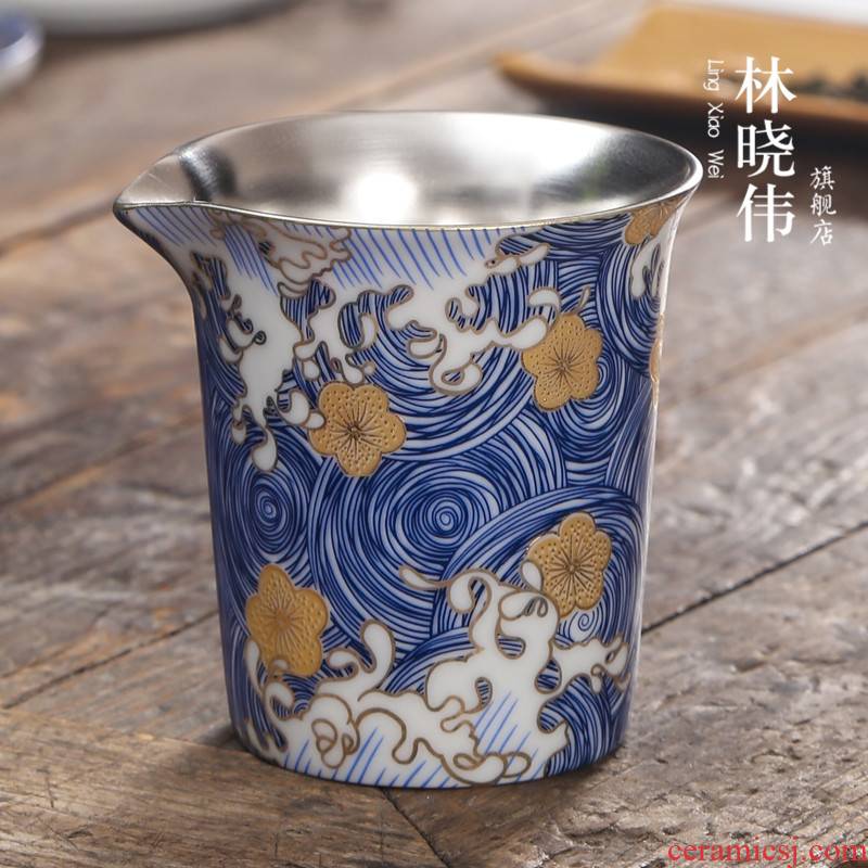 Jingdezhen colored enamel coppering. As fair silver cup silver sea kung fu tea tea sets and tea cup points, household utensils accessories