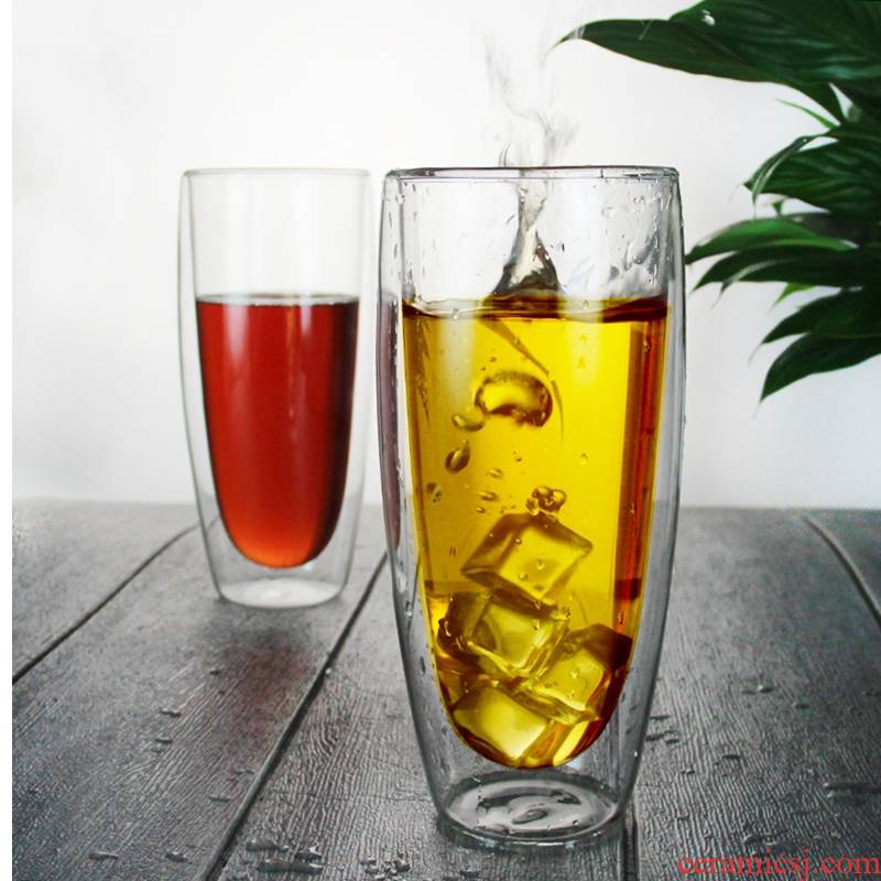 Royal pure high borosilicate double deck glass tea coffee juice glass tea set
