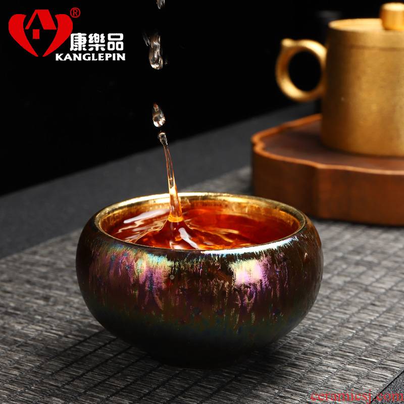 Recreation article 24 k gold checking ceramic cups kung fu sample tea cup colorful building light golden oil droplets master cup single CPU