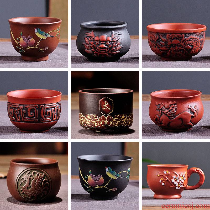 Yixing purple sand general zhu mud sample tea cup a cup of tea cup bronze cup big reversed koubei master cup kung fu tea cups