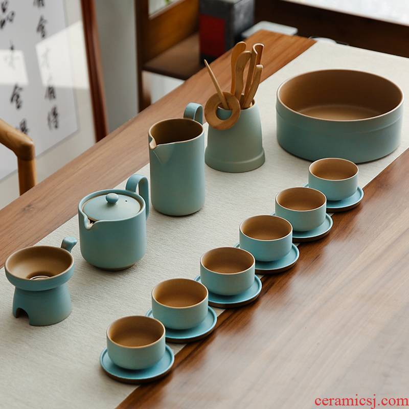 Bo yiu-chee Japanese coarse pottery household kung fu tea set office ceramic contracted the teapot teacup whole teapot