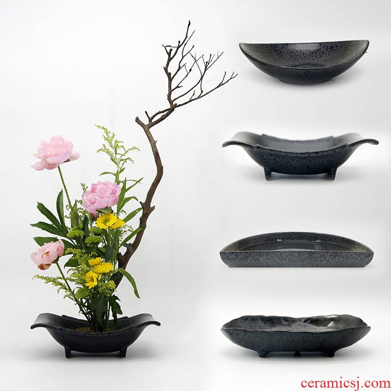 Zen flowerpot flower implement jian mountain flower arranging exchanger with the ceramics ancient Chinese flower arranging vessel Japanese ikebana small what liuhua plate