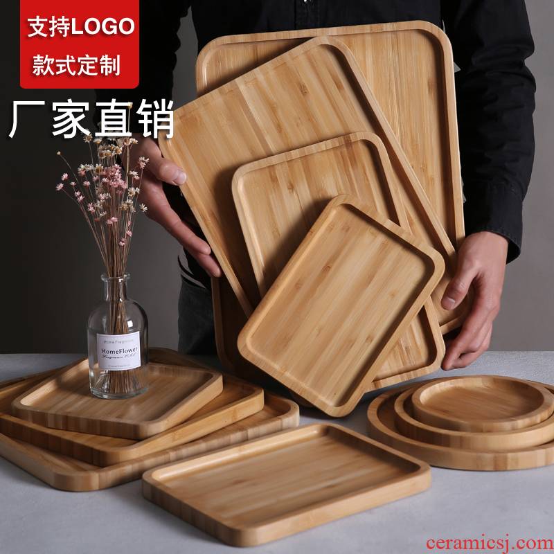 Bamboo wood pallet wood for rectangular Bamboo plate disc tea tray, wood tray barbecue snack cake wooden tray