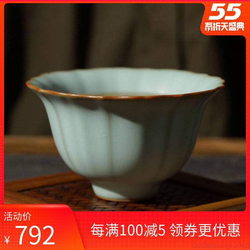 Jingdezhen your up teacup cracked can raise hand master cup single CPU run of mine ore ceramic antique blue sample tea cup a day