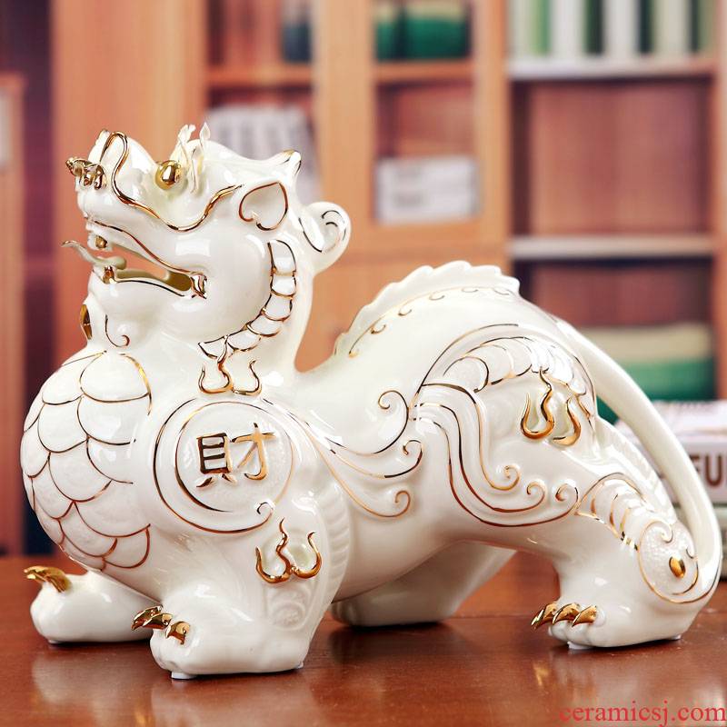 Ceramic kirin furnishing articles lucky town house to ward off bad luck and fortune home decoration decoration is feng shui office desk crafts