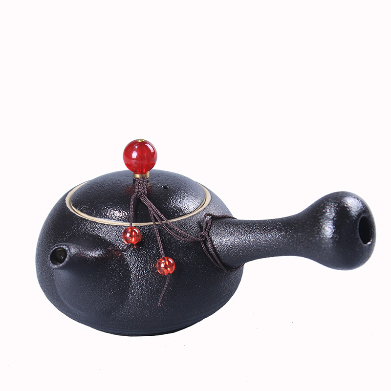 Black pottery teapot kung fu tea tea single pot of ceramic teapot Japanese household small filter tea in use