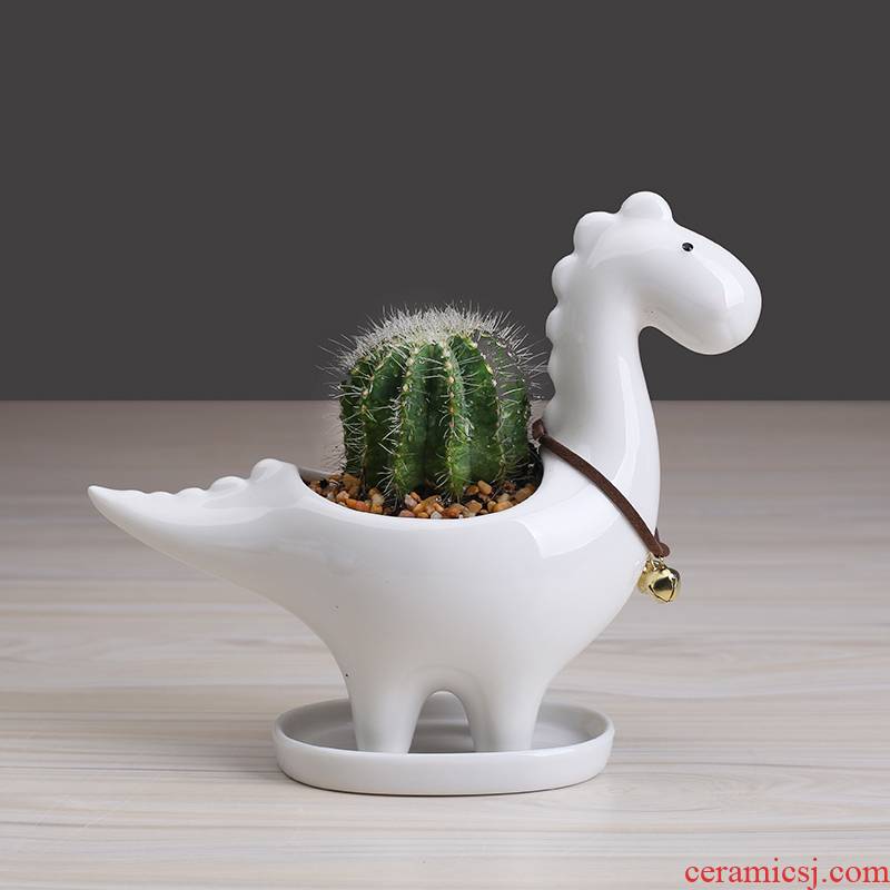 European cartoon animal flowerpot more meat ceramic white creative move charming air the plants potted flower implement trumpet