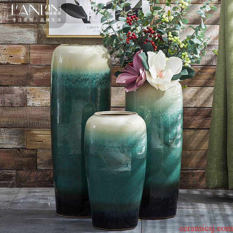 European landing big ceramic vase sitting room of I and contracted hotels puts jingdezhen dried flower simulation flower vase