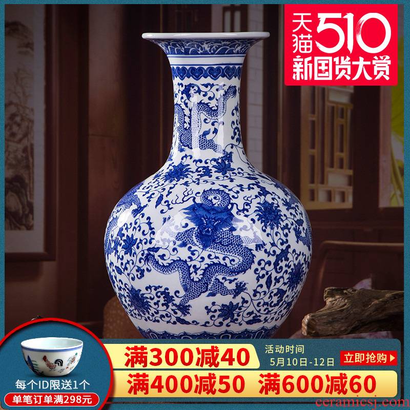 385 jingdezhen ceramic furnishing articles under the ground of blue and white porcelain vase porcelain glaze color longteng design home decoration