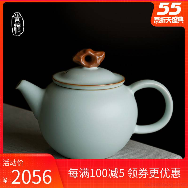 Hand your up household archaize of jingdezhen ceramic teapot single pot gift porcelain tea open piece of ice to crack glaze porcelain