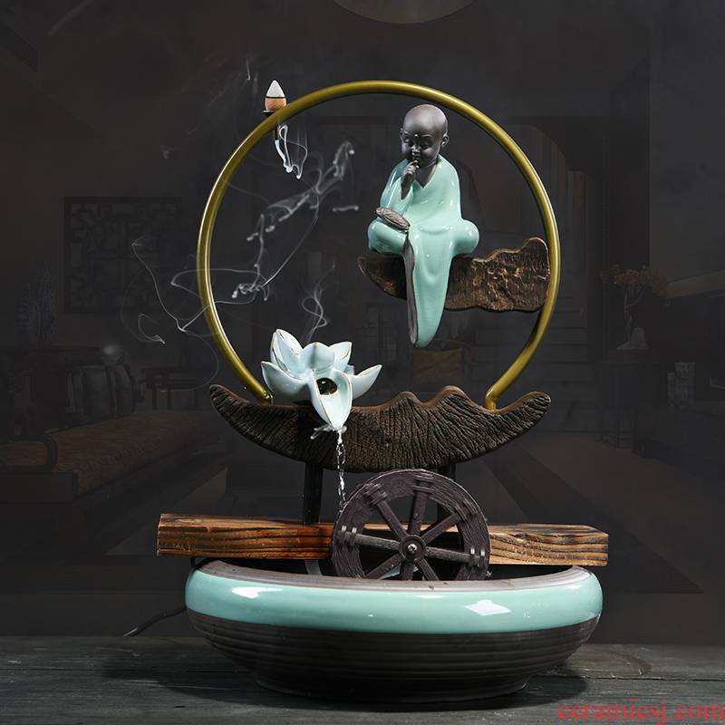 Water fountain furnishing articles zen new Chinese style living room decoration housewarming gift porcelain office desktop furnishing articles