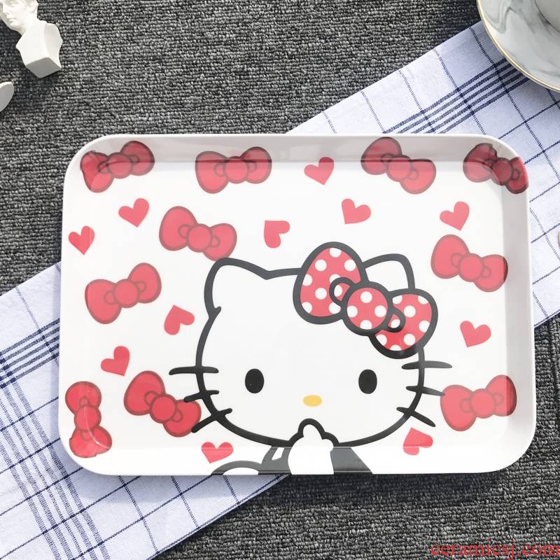 Cartoon cup tray rectangle Nordic buffet barbecue snacks tea tray of fruit melamine plate hot pot braised food tray