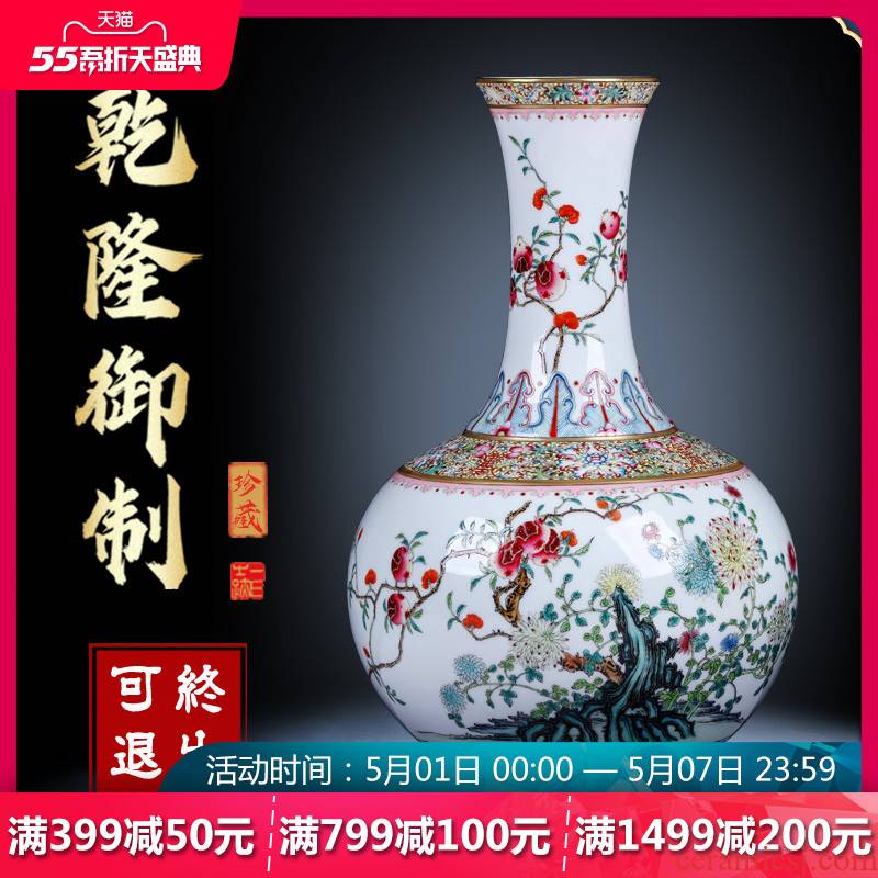 Night glass and fang jingdezhen ceramic vase hand - made antique porcelain enamel see three fruit bottles of Chinese style household decorations