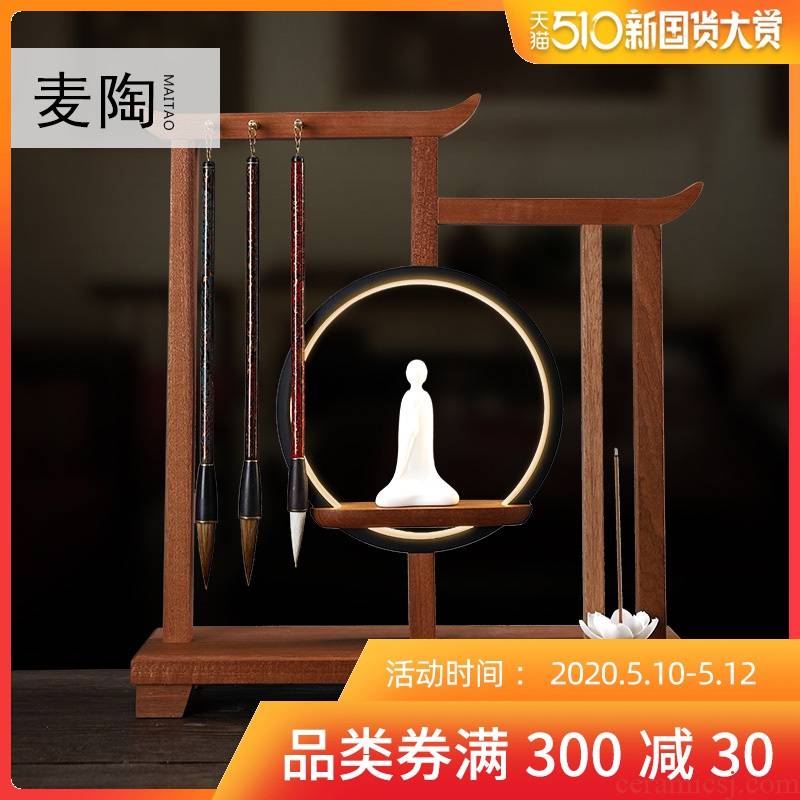 MaiTao pen rack hanging brush pen home students four treasures of the study of new Chinese style restoring ancient ways hanging brush wood, rich ancient frame furnishing articles
