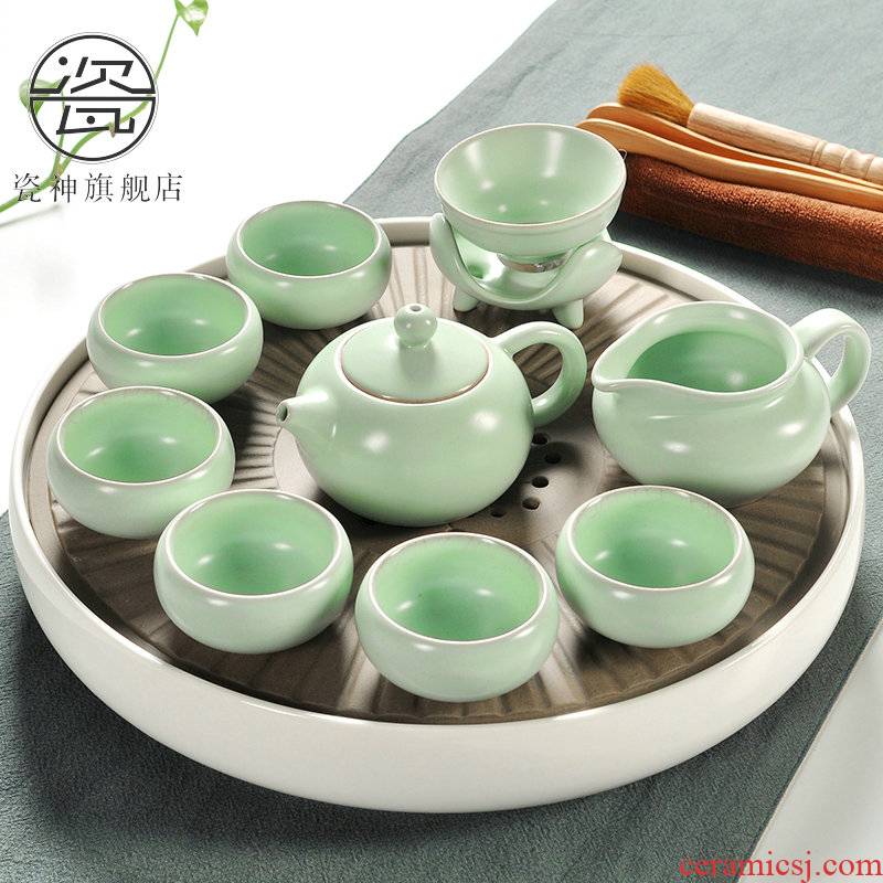 Household your up porcelain god kung fu tea set ceramic dry tea cups dish suits for Japanese contracted small tea sets tea sea
