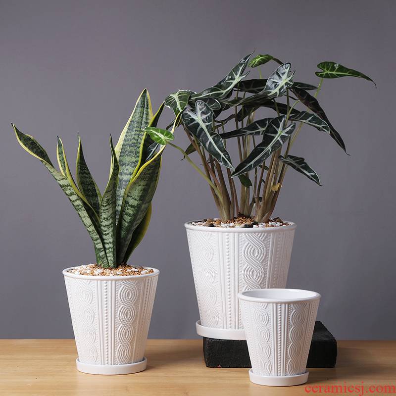 Nordic contracted flowerpot ceramic large clearance of creative move more than other meat home orchid flower POTS with pallets