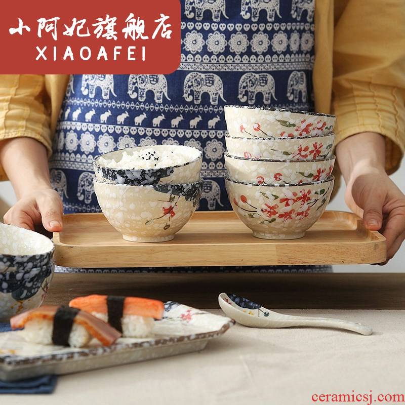 Use of household ceramic eating Japanese rice bowls retro individuality creative individual small Bowl of Korean thickening can microwave oven