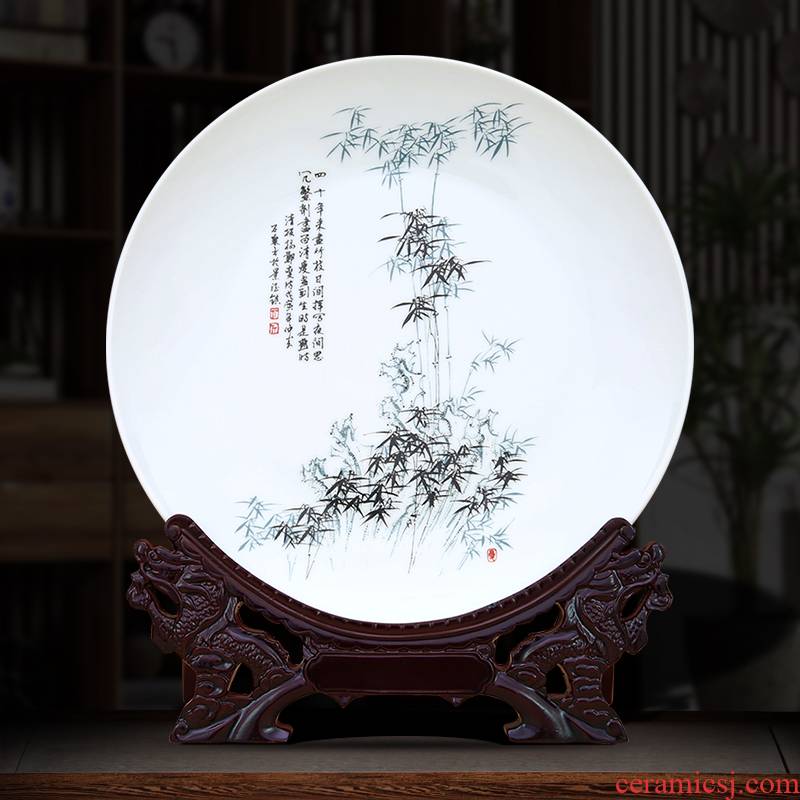 Jingdezhen ceramic plate is placed Chinese style household crafts wine ark, adornment of the sitting room porch swing plate of TV ark