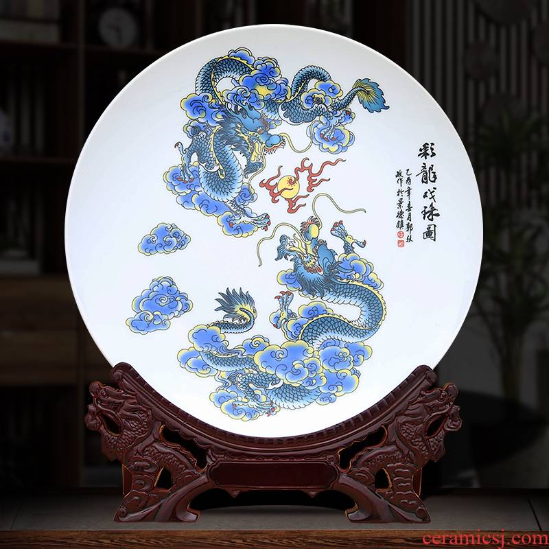 Dragon play pearl decoration plate to industry