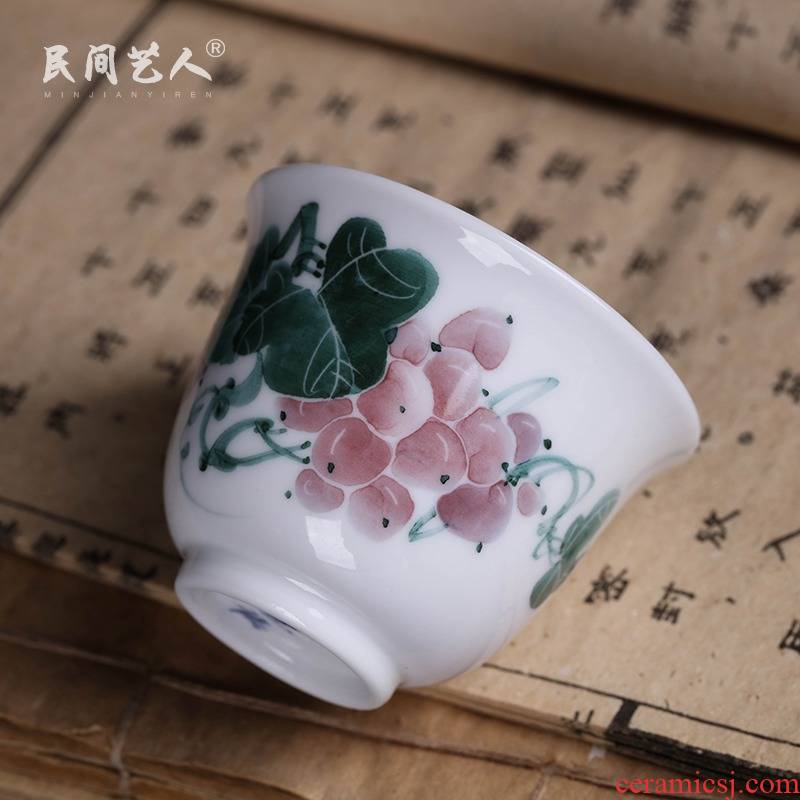 Jingdezhen small hand - made ceramic bowl kung fu tea set under the glaze color master cup personal cup sample tea cup single CPU