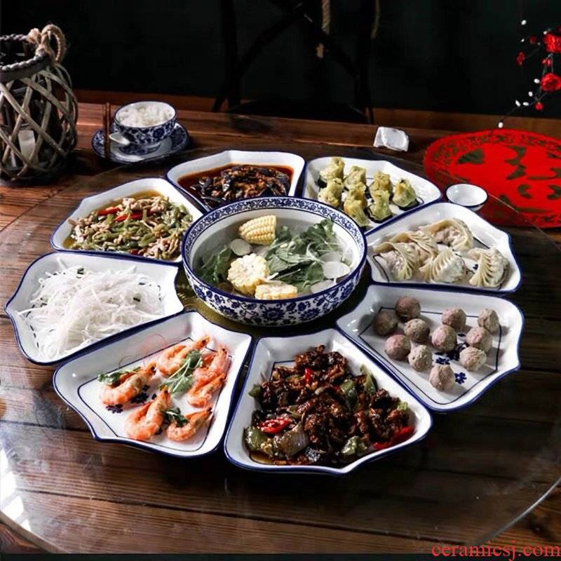 Seafood new hotel plate dish points set of circular plate reunion ceramic combination platter