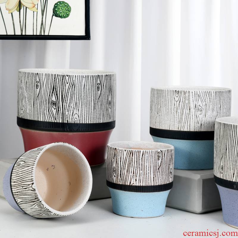 Contracted large ceramic flower pot a clearance sale wholesale home desktop more than other meat round flowerpot pack mail
