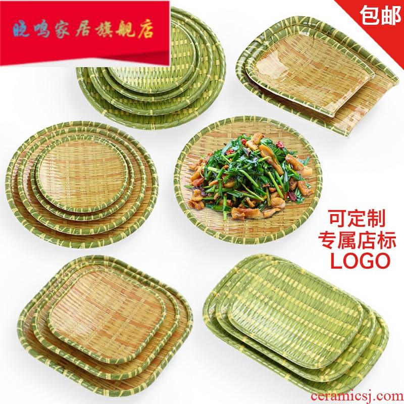 Thickening melamine the cane top service up a small restaurant compote move tile - like plastic bamboo has dustpan dry fruit tray hotel food tray