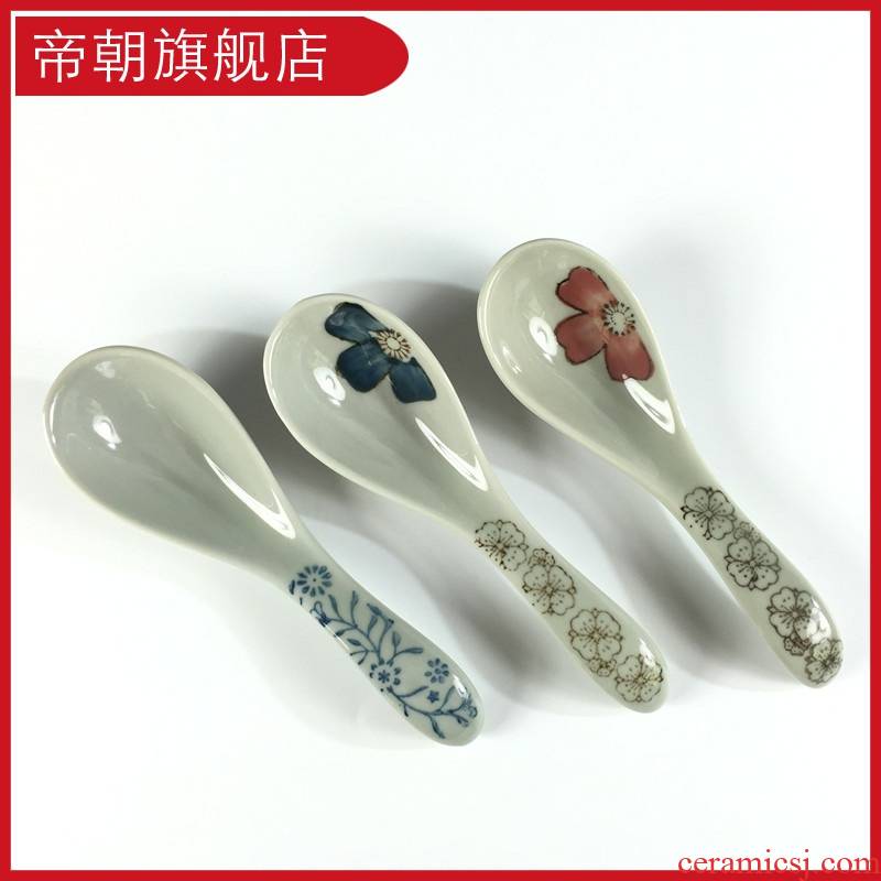 Spoon, Japanese emperor in ceramics and the wind under the glaze color hand - made small Spoon, creative retro Spoon, Spoon, run out