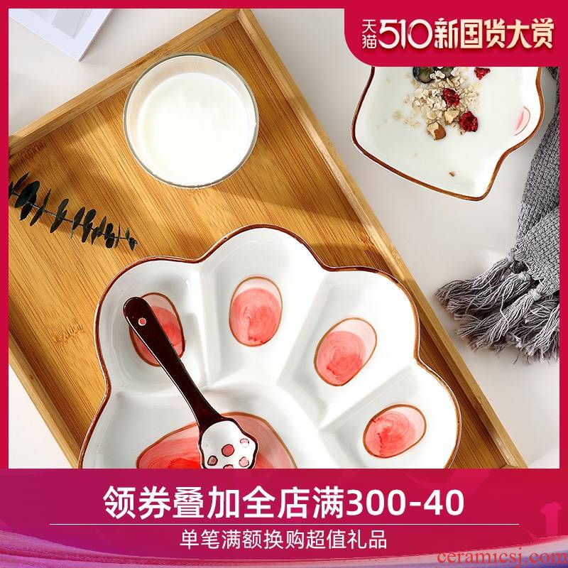 The dishes suit household ceramics dinning plate children 's creative cartoon Japanese compartment space plate one lovely tableware