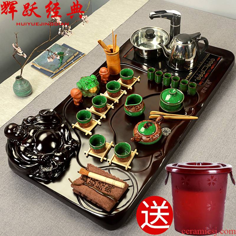 Hui, make tea set purple ice crack of a complete set of kung fu tea set maitreya induction cooker tea tray